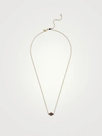 14K Gold Enamel Groovy Eye Necklace With Diamonds