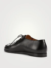 Disc Leather Derby Shoes With Crystals