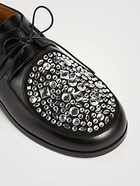 Disc Leather Derby Shoes With Crystals