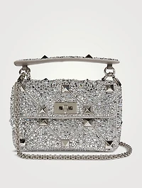 Medium Roman Stud Crystal-Embellished Leather Shoulder Chain Bag