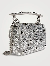 Medium Roman Stud Crystal-Embellished Leather Shoulder Chain Bag