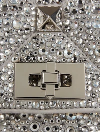 Medium Roman Stud Crystal-Embellished Leather Shoulder Chain Bag