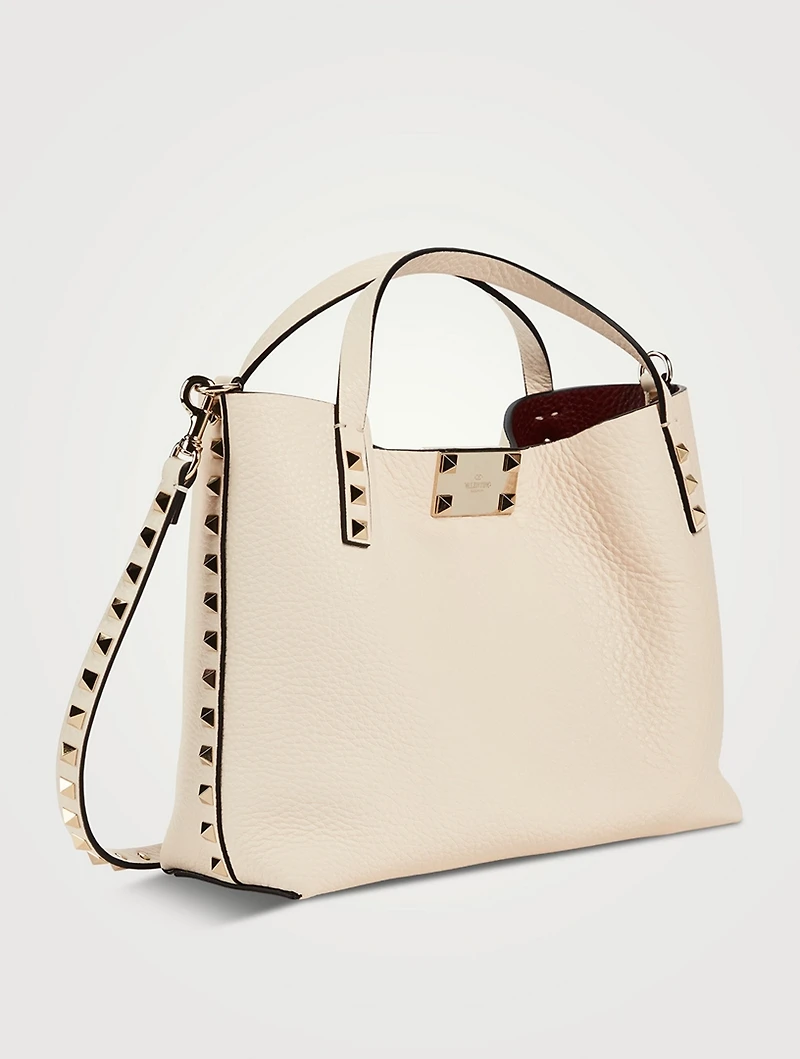 Small Rockstud Leather Tote Bag