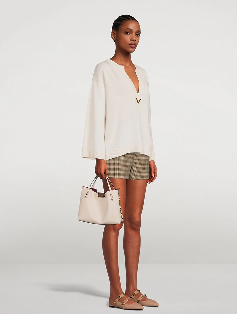 Small Rockstud Leather Tote Bag