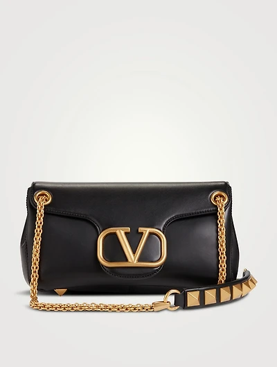 Stud Sign Leather Shoulder Bag