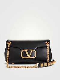Stud Sign Leather Shoulder Bag