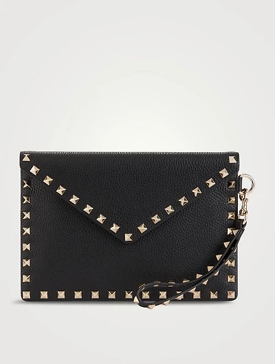 Medium Rockstud Leather Envelope Pouch
