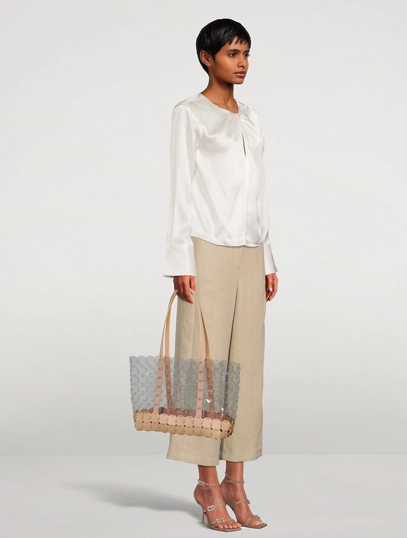 Disc PVC And Leather Tote Bag