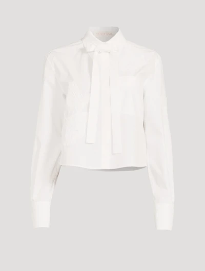 Embroidered Butterfly Shirt With Neck Tie