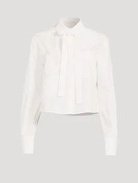 Embroidered Butterfly Shirt With Neck Tie