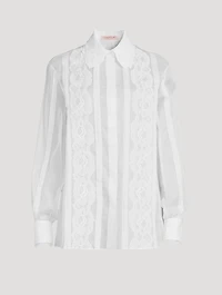 Cotton Lace Shirt With Scarf
