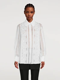 Cotton Lace Shirt With Scarf
