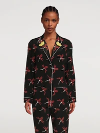 Crepe De Chine Pajama Shirt Floral Print