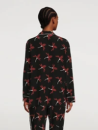 Crepe De Chine Pajama Shirt Floral Print