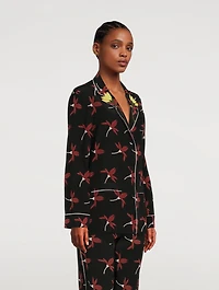 Crepe De Chine Pajama Shirt Floral Print