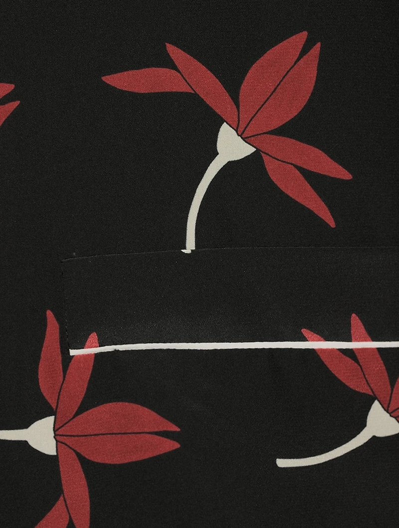 Crepe De Chine Pajama Shirt Floral Print