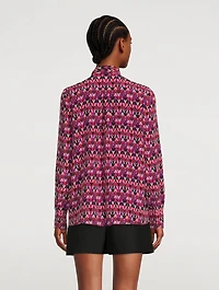 Silk Georgette Blouse With Scarf V Optical Print