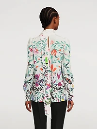 Crepe De Chine Blouse With Scarf Floral Print