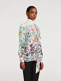 Crepe De Chine Blouse With Scarf Floral Print