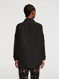 Silk Faille Shirt With Floral Appliqué