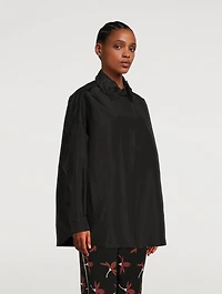 Silk Faille Shirt With Floral Appliqué