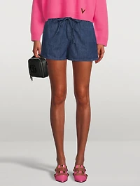 Drawstring Denim Shorts