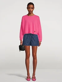Drawstring Denim Shorts