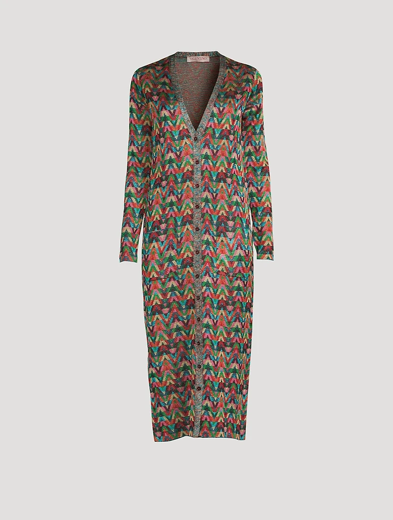 Lurex V Optical Jacquard Cardigan Dress