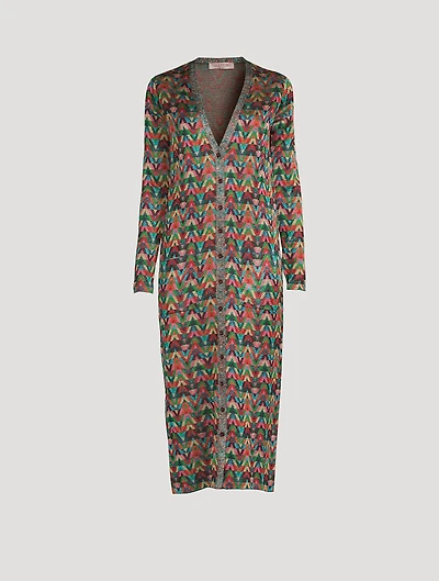 Lurex V Optical Jacquard Cardigan Dress