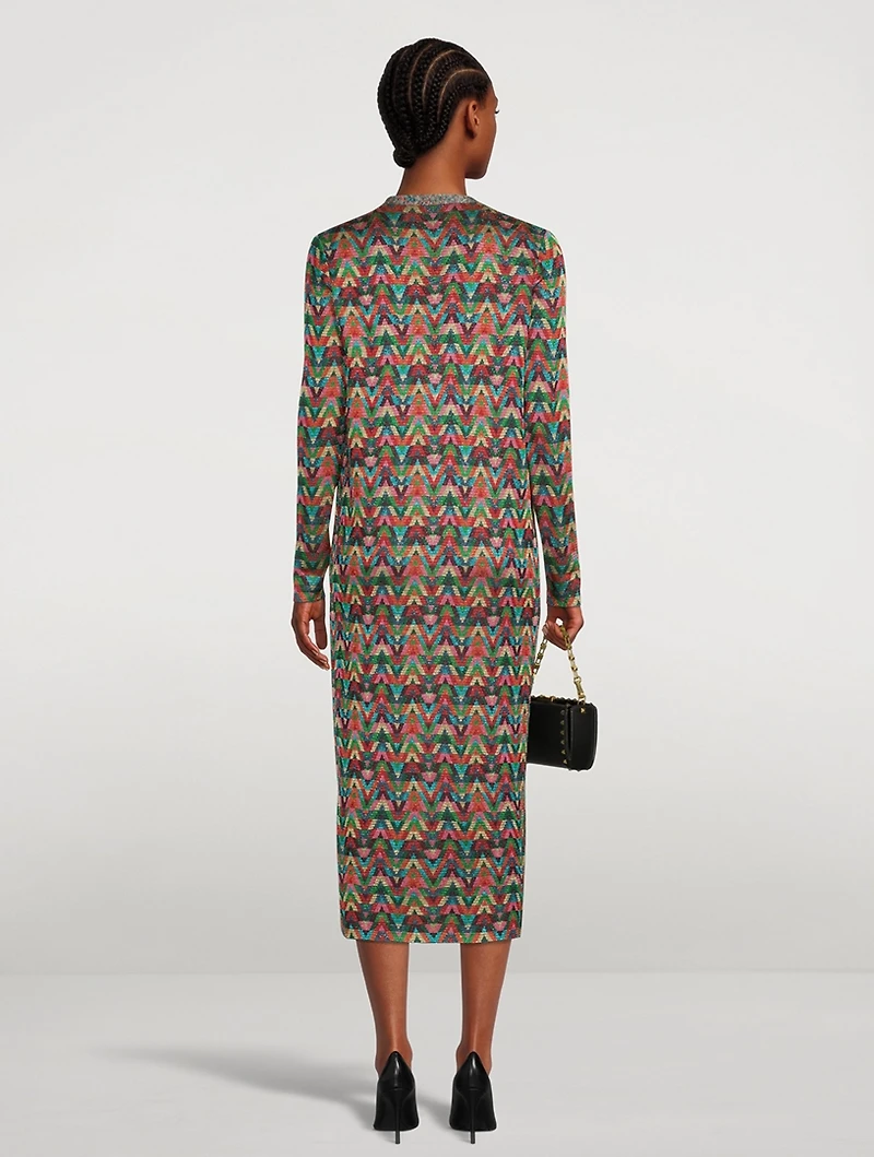 Lurex V Optical Jacquard Cardigan Dress