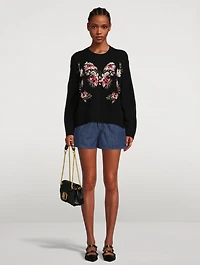 Embroidered Butterfly Wool Sweater