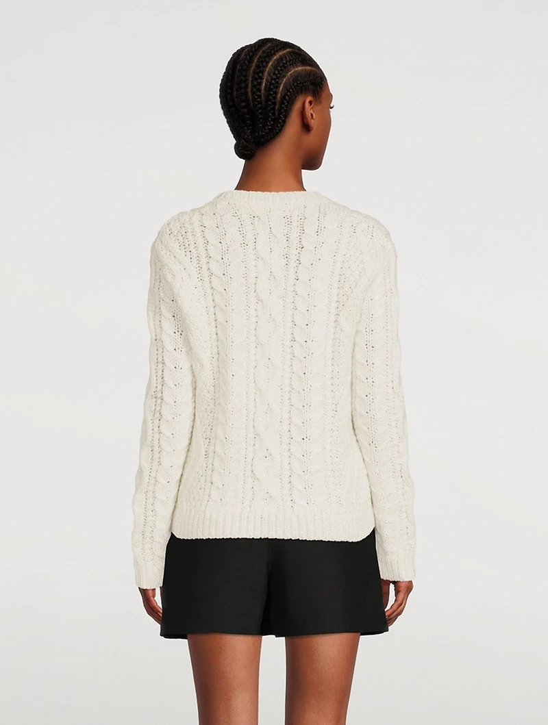 Sequin-Embellished Cable-Knit Sweater