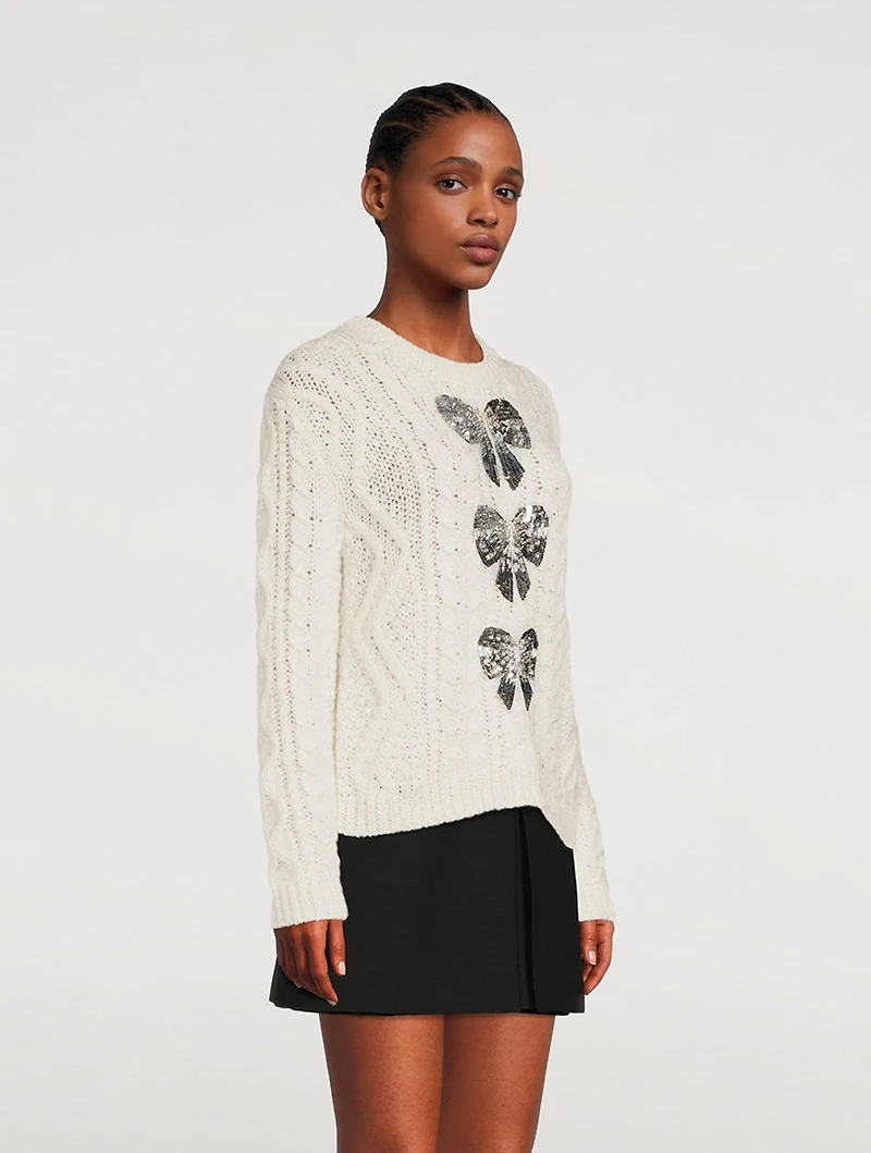Sequin-Embellished Cable-Knit Sweater