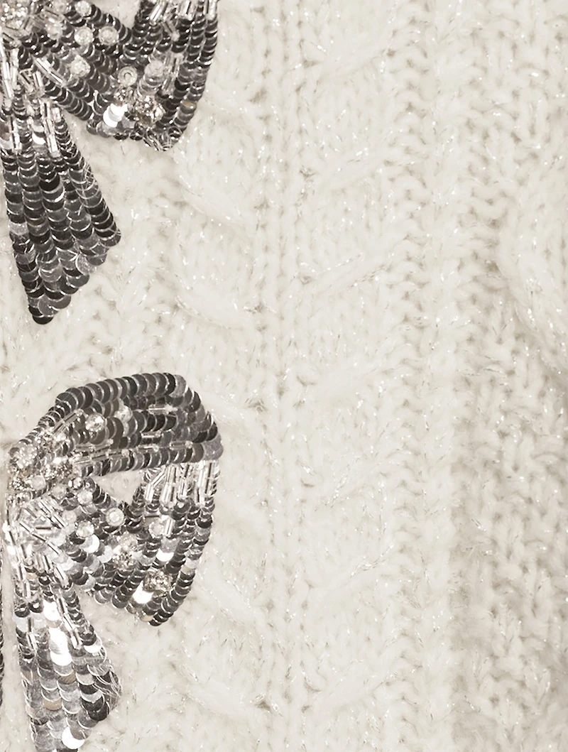 Sequin-Embellished Cable-Knit Sweater