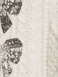 Sequin-Embellished Cable-Knit Sweater