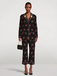 Crepe De Chine Pajama Pants Floral Print