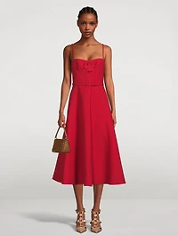 Belted Crepe Midi Dress