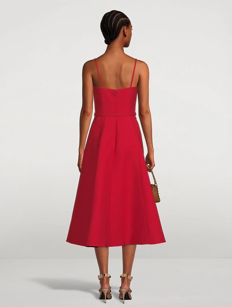 Belted Crepe Midi Dress