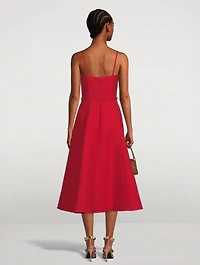 Belted Crepe Midi Dress