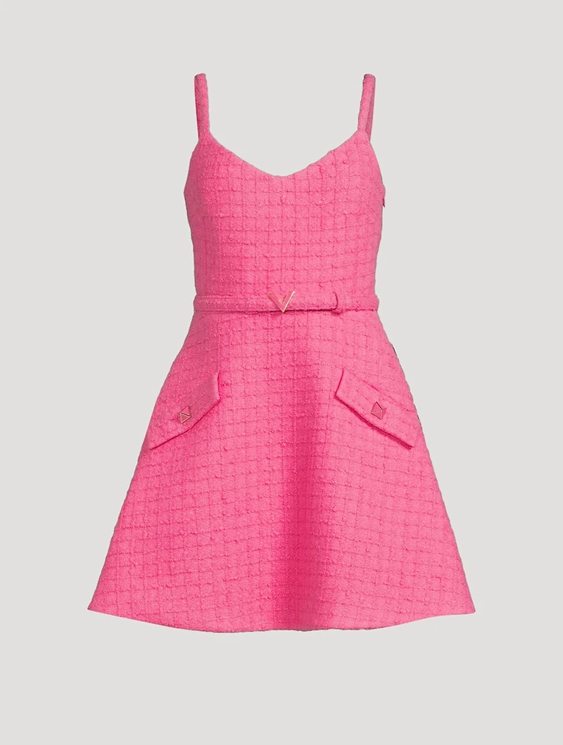 Belted Tweed Mini Dress