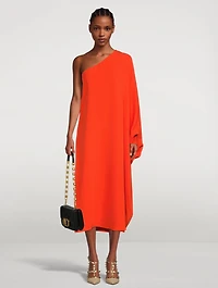 Silk Cady One-Shoulder Dress