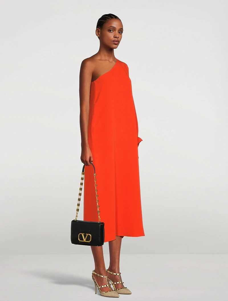 Silk Cady One-Shoulder Dress