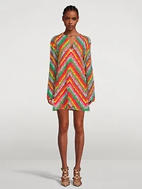 Lace Shift Dress Chevron Print