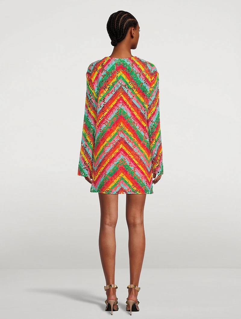 Lace Shift Dress Chevron Print