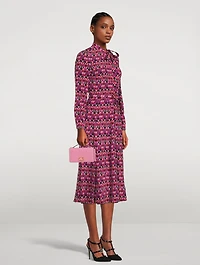Crepe De Chine Shirt Dress With Scarf V Optical Print