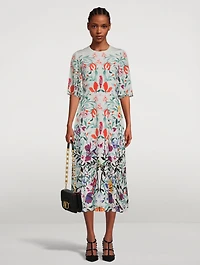 Silk Crepe De Chine Dress Floral Print