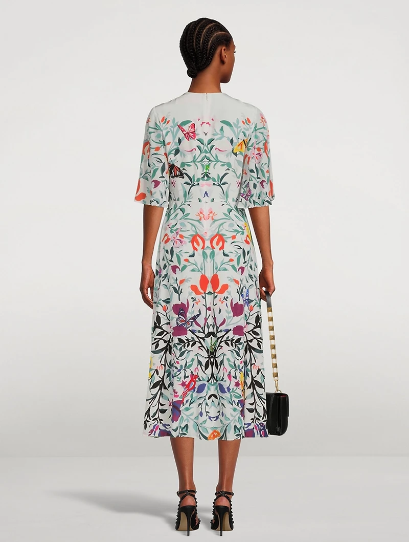 Silk Crepe De Chine Dress Floral Print