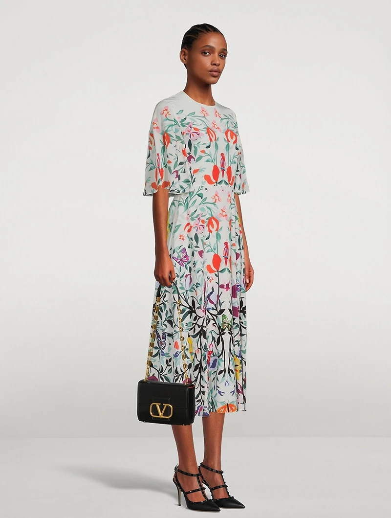 Silk Crepe De Chine Dress Floral Print