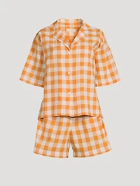 Camilla Organic Cotton Short Pajama Set Gingham Print