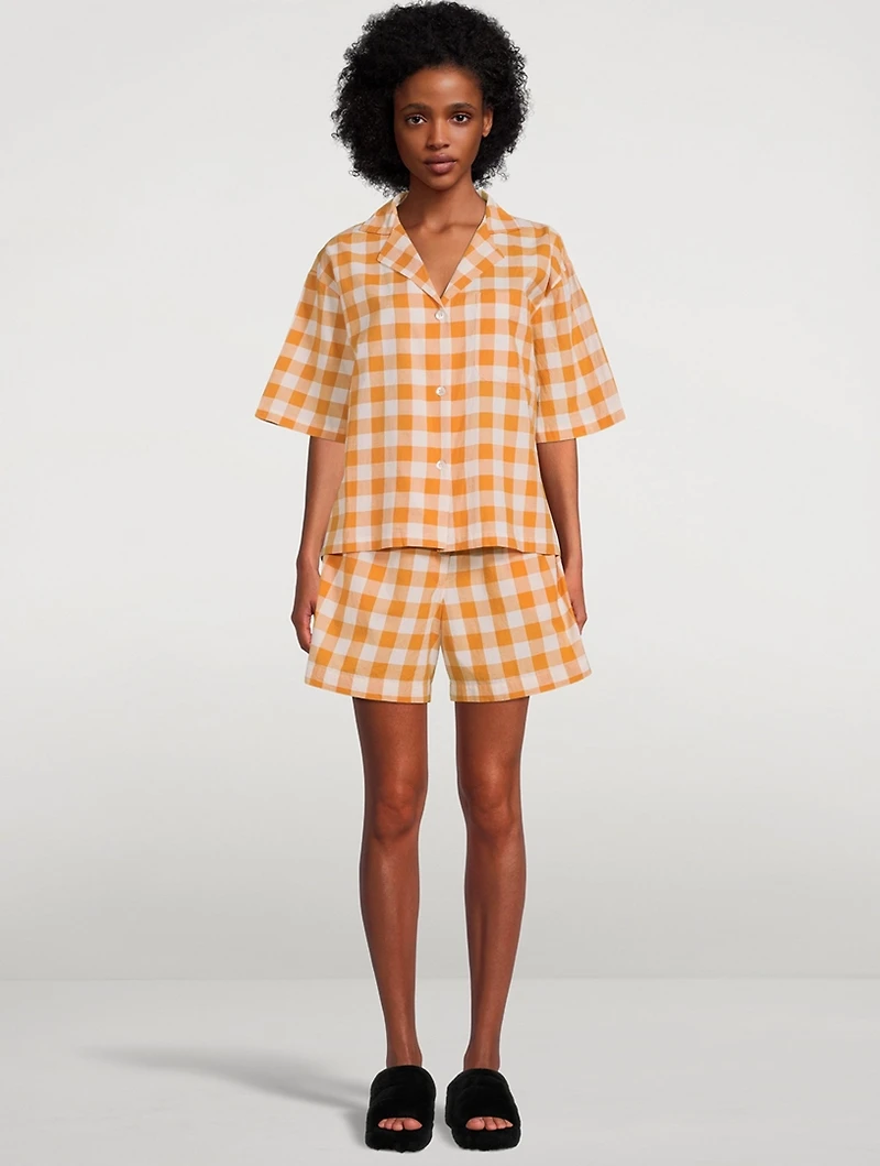 Camilla Organic Cotton Short Pajama Set Gingham Print